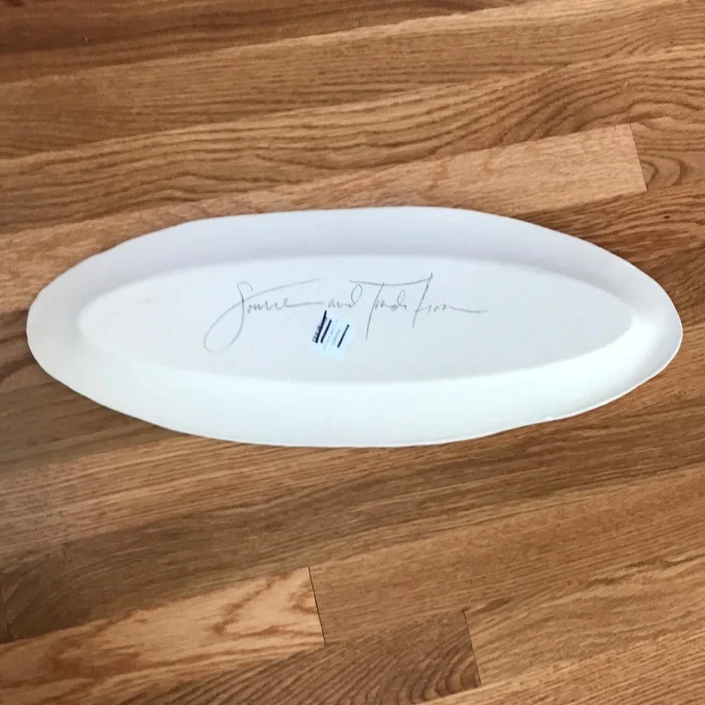 NWT Anthropologie Terrain Signed Handmade Chartreuse Fish Platter